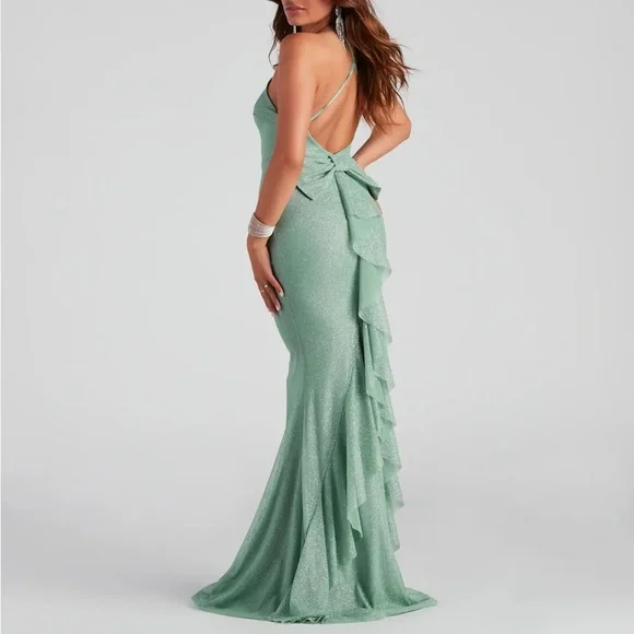 green emerald velvet dress Juliet JT2438K Long Prom Dress
